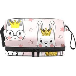 Grote capaciteit reizen cosmetische tas,Konijn Princess,Make-up tas,Waterdichte make-up tas Organizer, Meerkleurig, 27x15x14 cm/10.6x5.9x5.5 in