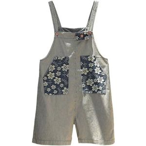 QOUERUUE Womens zomer Denim Romper Overall Shorts Streep Patchwork Loose Fit Jean Rompers Shortall,Blauw,L