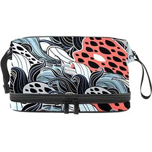 Dubbellaags Cosmetische Zak Bladeren Draagbare Make-up Tas Reizen Organizer Pouch Voor Vrouwen Meisjes Toiletries Tassen, Meerkleurig, 27x15x14 cm/10.6x5.9x5.5 in, Make-up zakje