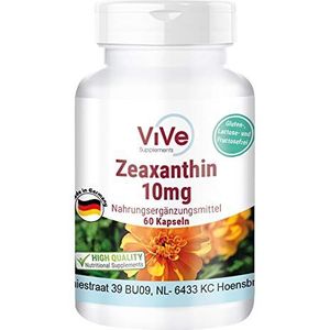 Zeaxanthine Capsules - 10mg - 60 capsules - HOGE DOSIS - VEGAN - Gemaakt in Duitsland