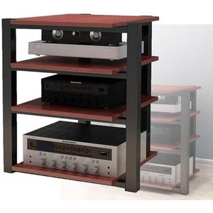 Audio Video Media Stand Met 4 Planken, Media Opslagkast For Entertainment Stereo Componenten For Woonkamer, Gaming, Opnamestudio(Teak color)
