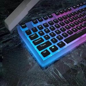 QPSJXN CYRILLIC Russische PBT-toetsenbordset voor mechanische toetsenborden, 117 keycaps, ISO-lay-out (Engels zwart)