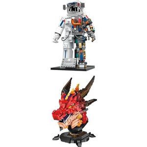 SPIRITS Space Astronaut-bouwstenenset en drakenkop-bouwset, Dragon Toy Model Kit Fire Dragon-bouwsteenspeelgoed, verzamelbare ruimtespeelgoedbouwsets, cadeaus for tieners, volwassenen