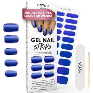 MOYOU LONDON Semi-geharde uv-gelstrips, 20 stuks, UV-hardend, voor manicure in salonkwaliteit, Purple Rain
