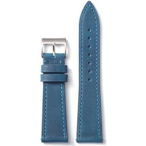 LUGEMA Lederen Horlogeband 18mm 19mm 20mm 21mm 22mm Lederen Horlogebandje Quick Release Retro Lederen Riemen Armbanden (Color : Blue, Size : 20mm)
