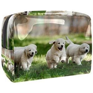 Draagbare Make-up Tas met Rits Reizen Toilettas voor Vrouwen Handige Opslag Cosmetische Pouch Hond Pet Puppy