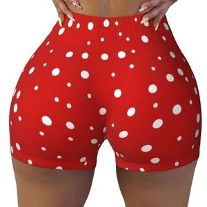 JJPUNGK Rood En Wit Polka Dots Print Elastische Workout Korte Gym Shorts Vrouwen Comfortabele Zomer Dragen Atletische Hoge Taille, Zwart, S
