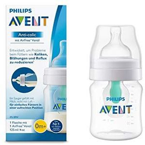 Philips Avent Anti-colic fles met AirFree™-ventiel - 125 ml - 0m+ - Speen voor pasgeboren baby's - Vermindert krampjes en huilerig gedrag - 1 Stuk - SCF810/14