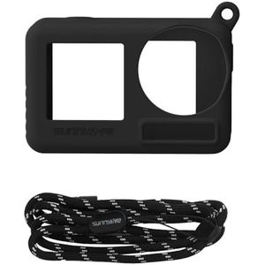 Vervanging zwart stevig zacht voor siliconen beschermhoes met draagkoord voor DJI OSMO Action 3 camera (Color : Black)