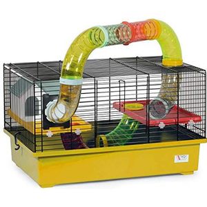 Decorwelt Hamsterstokken, geel, buitenmaten, 49 x 32,5 x 44, knaagkooi, hamster, plastic kleine dieren, kooi met accessoires