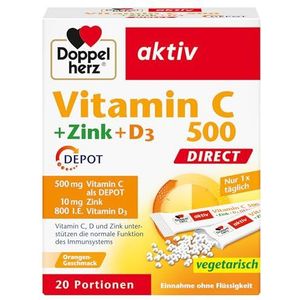 Doppelherz Vitamine C 500 + zink + D3 - Met vitamine C, zink en vitamine D als bijdrage aan de normale werking van het immuunsysteem - 20 porties