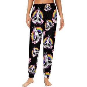 Mediterende magische yoga eenhoorn dames pyjama lounge broek elastische tailleband nachtkleding broek print