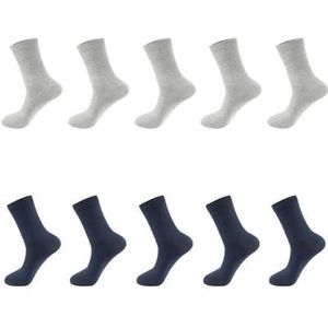 YIJIANUO 10 Paren/partij Mannen Gekamd Katoenen Sokken Zwart Casual Business Ademend Man Sok Nieuwe Voor Mannelijke Plus Size EU38-48, 5grijs 5marineblauw, EU44-48(Plus size)