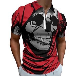 Magere Hein Rood Gewaad Portret Poloshirt voor Mannen Casual Rits Kraag T-shirts Golf Tops Slim Fit