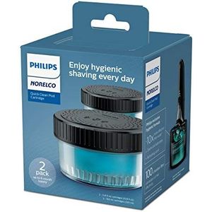 Norelco Philips Quick Clean Pod-cartridge, eenvoudige reiniging van uw elektrisch scheerapparaat, alcoholvrije en huidvriendelijke formule, set van 2, model CC12/52