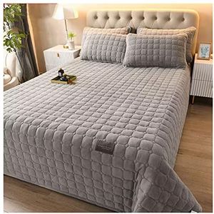 KNVSS Gewatteerde Sprei, bedsprei, doorgestikte quilt, 100% microvezel, gewatteerd omkeerbaar design sprei met 2 kussenslopen (150 x 230 cm,Lichtgrijs)