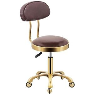 JAVPTAV Kruk met rugleuning, draaibaar, hydraulisch, van metaal, robuust, voor woonkamer, massage en kantoor, verstelbare en comfortabele zitting met wielen (D)