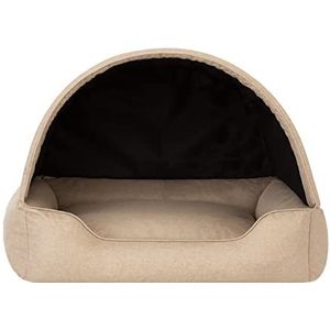 Bjird Hondenbed & hondenhok in één, hondenhuis met dak voor kleine en middelgrote honden, hondenmand, hondenbox, hondensofa, hoes afneembaar en wasbaar, stabiele hondenmand, 60 x 47 cm