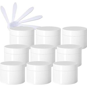 cosmetische potten 24 stuks, lege, dikke, glanzende witte plastic cosmetische potten van 120 ml met schroefdeksel, binnenvoering, monsterflessen for op reis + 24x spatels