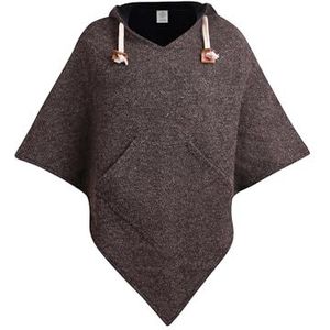 virblatt - Poncho - Bruin - Wol & Fleece - Unisex - Warme Capuchon