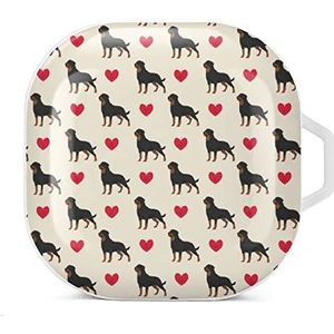 Hond Rottweiler Patroon Oordopjes Hoesje Compatibel met Samsung Hard Shell Beschermhoes Wit-Stijl