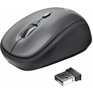 Trust Yvi Wireless Mouse, Draadloze Muis, 2.4GHz, Micro-USB-ontvanger, Links- en Rechtshandig, 800/1600 DPI voor PC, Laptop, Macbook - Zwart