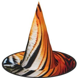 SSIMOO Tijgerstrepen oranje patroon Halloween feesthoed, grappige Halloween-hoed, kostuumaccessoire voor Halloween-feestdecoratie,