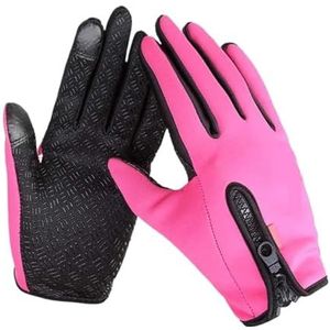 Ski-handschoenen Touchscreen Winter Thermisch Warm Fietshandschoenen Fietsen Skiën Buiten Kamperen Wandelen Motorhandschoenen Sport Volledige Vinger Voor fietsen skiën werken (Color : B Pink, Size :