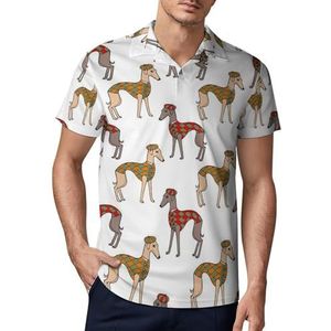 Greyhounds honden met jassen heren golfpoloshirt slim fit T-shirts korte mouwen casual print tops 3XL