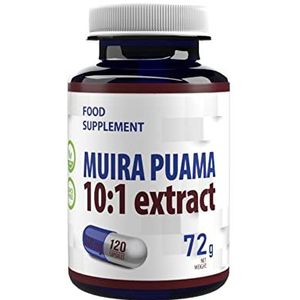 Muira Puama Bast Extract 5000mg Equivalent (500mg van 10:1 extract) 120 Vegan Capsules, In laboratorium getest, hoge dosis supplement, Gluten- en GGO-vrij