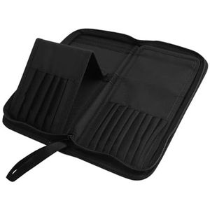 Make-upborsteltas voor op reis, make-upkwastentas, reistoilettas met 15 gaten, reistas voor make-upkwasten, make-uptassen, tas, Zwart, Se référer au descriptif, Zie beschrijving