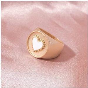 Neuspiercing Exquisite Emaille Love Ring for Dames Elegante Mode Trend Accessoires Sieraden Geschenken for meisjes Helixpiercing (Color : 8, Size : AL4272-Gold red)