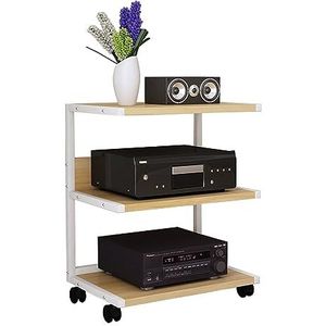 3-tier AV-mediastandaard hoekstandaard houten hoekframe componentkast stereorek audiotoren verwijderbaar for thuis/kantoor/theater (Color : White, Size : 50x40x75cm)