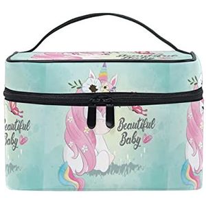 Schattig babygeschenk eenhoorn paard make-up tas voor vrouwen cosmetische tassen toilettas trein tas