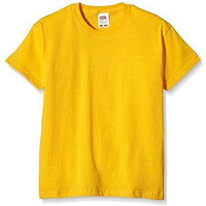 Fruit of the Loom Unisex Kinderen Origineel T-shirt met ronde hals en korte mouwen, Geel (zonnebloemgeel), 7-8 jaar