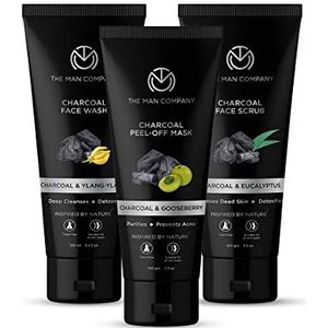 The Man Company Face Cleanser Kit (Charcoal Peel Off+ Charcoal Face Wash + Charcoal Scrub), Pack of 3