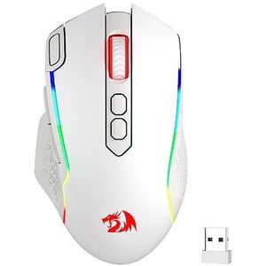 Redragon M810 Pro Draadloze Gaming Muis, 10.000 DPI Bedraad / Draadloze Gamermuis met Snelle FireToets, 8 Macrotoetsen, 45 uur continu vermogen en RGB-achtergrondverlichting voor PC/Mac/Laptop