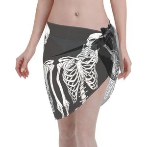 Schedel Print Elegante Strand Wrap, Bikini Cover Up, Badmode Jurk, voor Vrouwen, Perfect voor Zwembad en Resort Zwart, Zwart, one size