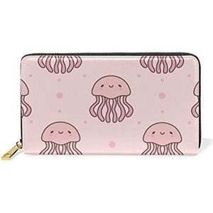 Schattige roze octopus portemonnee echt lederen portemonnee creditcardhouder voor vrouwen telefoon meisje