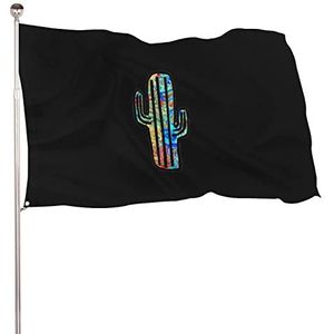 Tie Dye Cactus Cactus Cactussen Grappige Vlaggen Banner met Messing Doorvoertules voor Buiten Binnen Tuin 35x59 inch