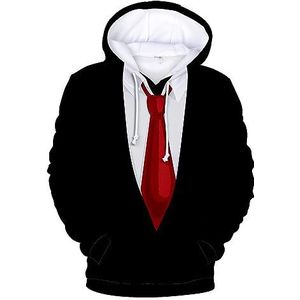 FAWHEWX Heren Hoodie 3D Gedrukt Grafisch Sweatshirt Sport Ademend Mode Trui Heren 3D Gedrukt Hoodie Gepersonaliseerde Nieuwigheid Grafische Mode Trui Lange Mouw Sweatshirt met Zak 5XL, C-zwart, XXL