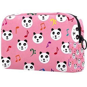 Kleine make-uptas voor dames, make-uptas, cosmetische reistas,Roze muziek Panda Afdrukken