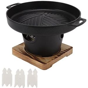 Mini Barbecue Rookloze Houtskool Barbecue Set Japanse Stijl Ronde Barbecue Binnenshuis met Houten Basis voor Camping, Barbecue Thuis (#2)