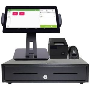 Kassa, 10 Inch Systeem Tablet POS Kassa Met 80mm Printer, Bluetooth Scanner for Retail, Restaurant(With cash box)