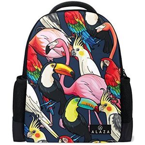 Mijn dagelijkse Tropische Vogels Flamingo Papegaai Rugzak 14 inch Laptop Daypack Bookbag voor Travel College School