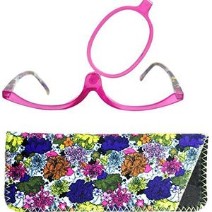 Mini Brille® Make Up Bril met Opvouwbare Lenzen, Modieuze Make-Up Hulp met GRATIS Case +3.0 Dioptrie (Paars)