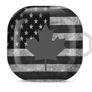 USA wapenschild Canada vlag oordopjes hoesje compatibel met Samsung hard shell beschermhoes wit stijl