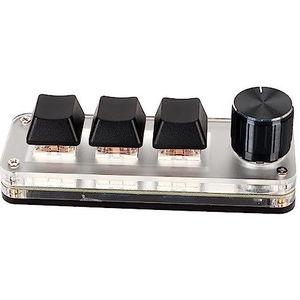 Macro-toetsenbord, Ergonomisch Ontwerp Plug-and-play USB Bedraad Acryl Macro-toetsenbord met één Hand Schakelaar Verbeter de Werkefficiëntie voor Desktop-pc (3 toetsen 1 knop)