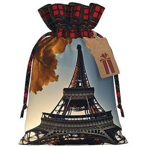 Mooie Eiffeltoren Parijs herbruikbare geschenktas-trekkoord kerstcadeau tas, perfect voor feestelijke seizoenen, kunst & ambachtelijke tas