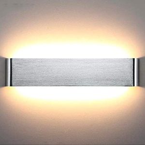 Mengjay® Moderne led-wandlamp, van zuiver aluminium, wit, met updownlicht, IP44, wandlamp LED, 85V-265V, voor badkamer, woonkamer, slaapkamer, trappenhuis, hal (warmwit, 3000 K))